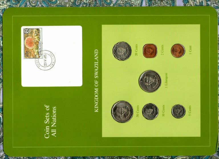 Read more about the article Coin Sets of All Nations Swaziland 1975-1982 UNC 1 cent 1975 1 Lilangeni 1981