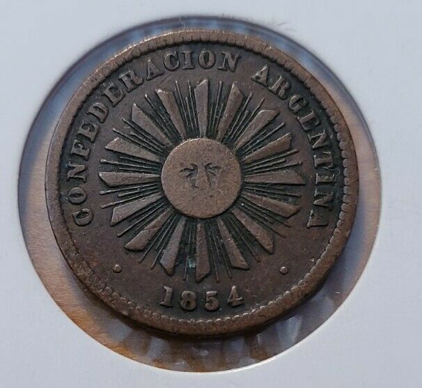 Read more about the article 1854 Argentina 1 (Un) Centavo Radiant Sun Face World Coin