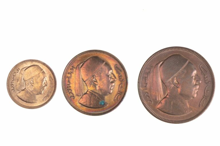 Read more about the article Libyan 1 5 and10 Milliemes Coin Set 1952 Libya King Idris I North Africa Five