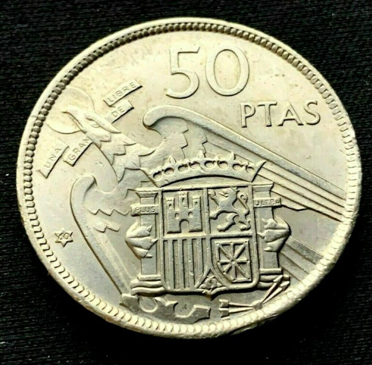 Read more about the article 1957 Spain 50 Pesetas coin BU UNC  ( 60 in the star )  World Coin   #B156