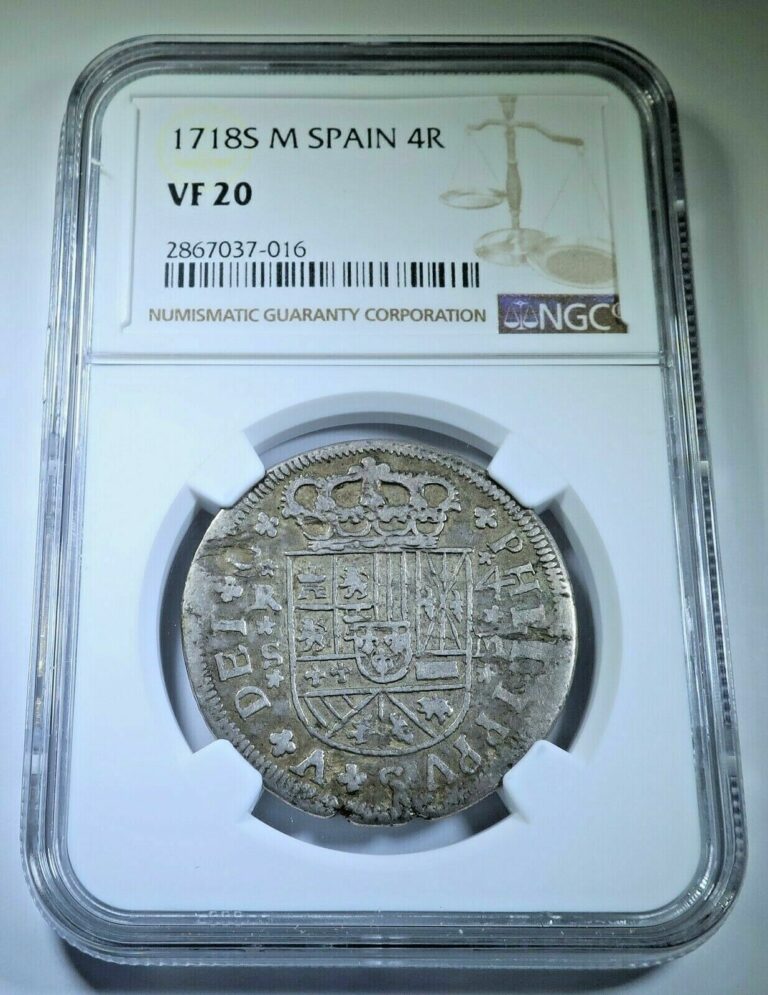 Read more about the article NGC VF-20 1718 Spanish Silver 4 Reales Genuine 1700’s Pirate Cross Treasure Coin