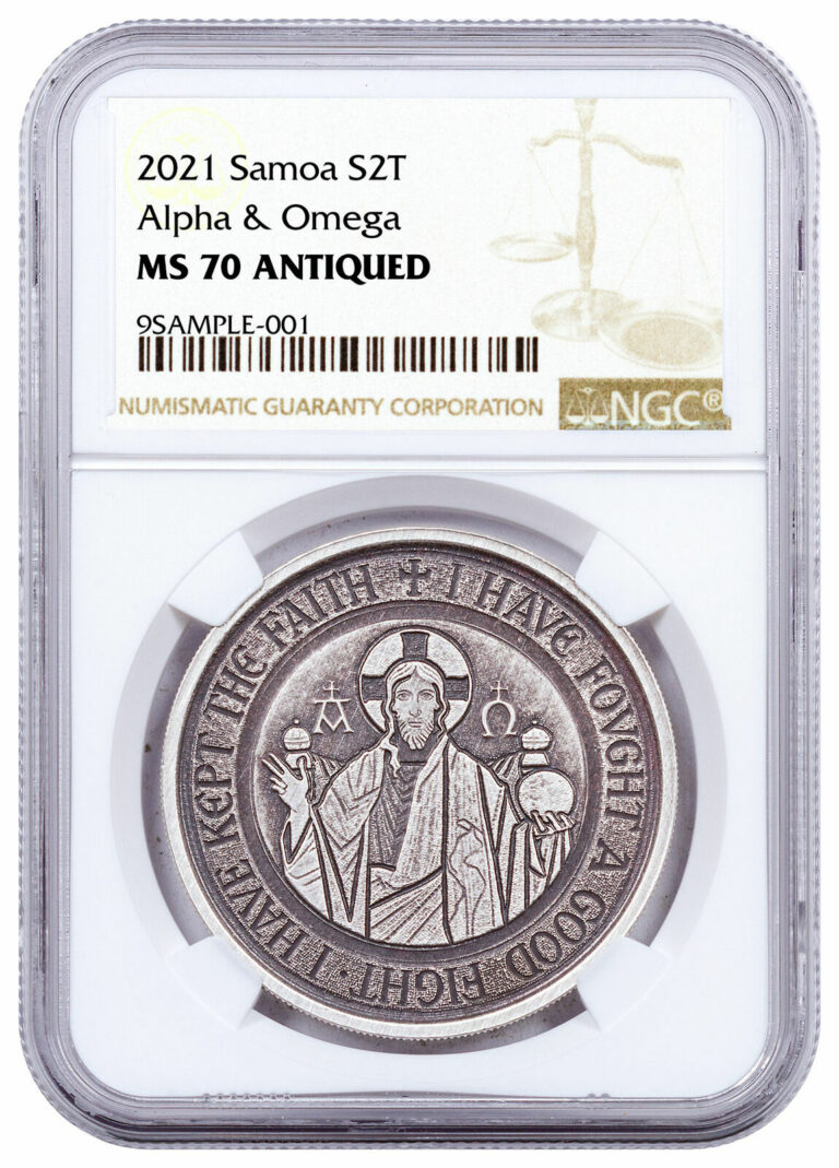 Read more about the article 2021 Samoa Alpha and Omega 1 oz Silver Antiqued 2 Tala Coin NGC MS70