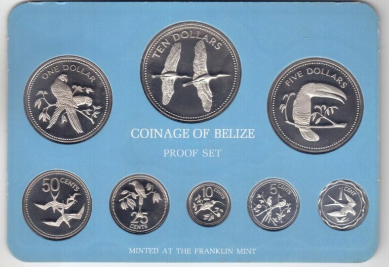 Read more about the article BELIZE PROOF 8 DIF COINS SET 1 CENT – 10$ 1979 YEAR KM#43-57 BIRDS BOX COA Cu-Ni