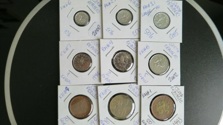 Read more about the article CZECH REPUBLIC LOT OF 9 COINS 10 haleru-50 korun from 1978 -2009