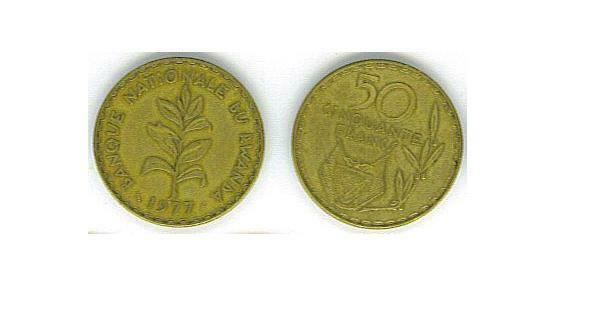 Read more about the article RWANDA 7-PIECE CIRC. VINTAGE COIN SET  1 TO 50 FRANCS