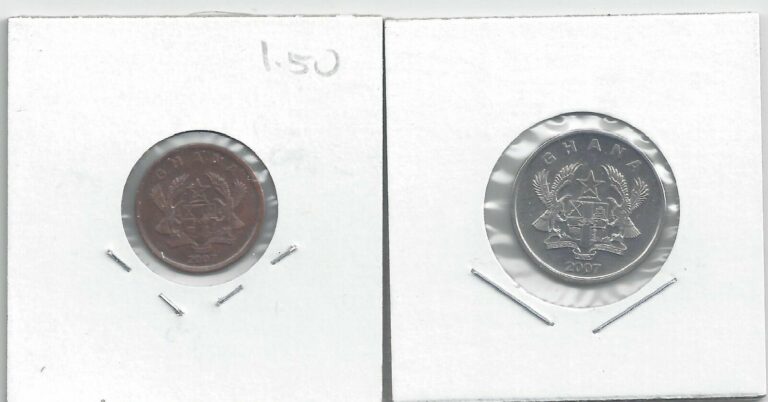 Read more about the article From Show Inv. – 2 NICE COINS from GHANA – 1 and 10 PESEWAS (BOTH DATING 2007).