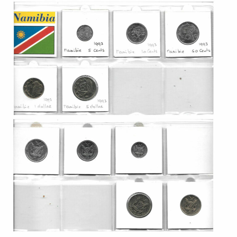 Read more about the article NAMIBIA COLLECTION OF 5 UNC COINS 5 CENTS – 5 DOLLAR 1993 1T7