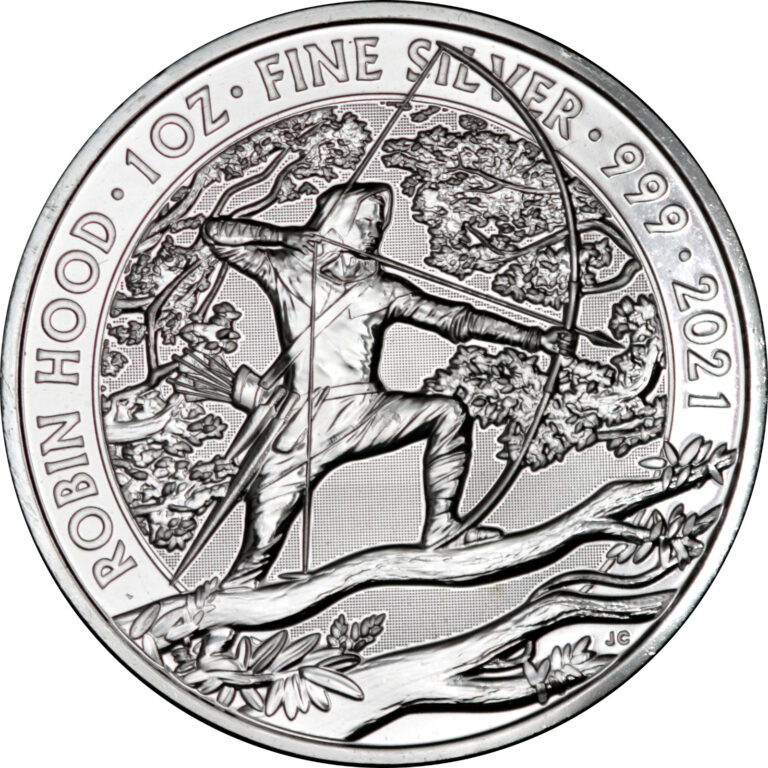 Read more about the article United Kingdom 2021 Robin Hood 1 oz Silver .999 Fine BU 2 Pounds British Coin