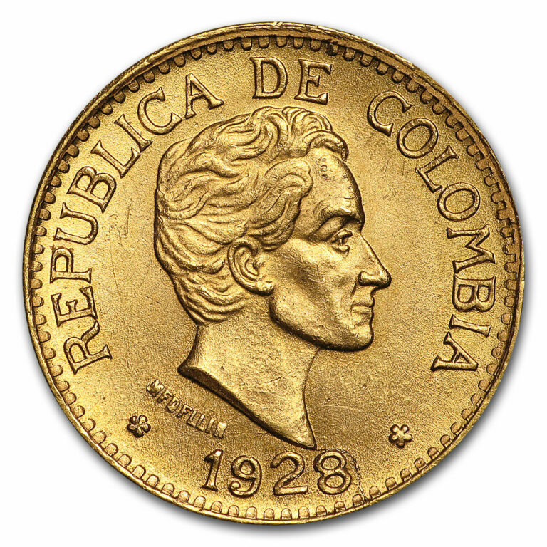 Read more about the article 1919-1930 Colombia Gold 5 Pesos BU (Random) – SKU#50078