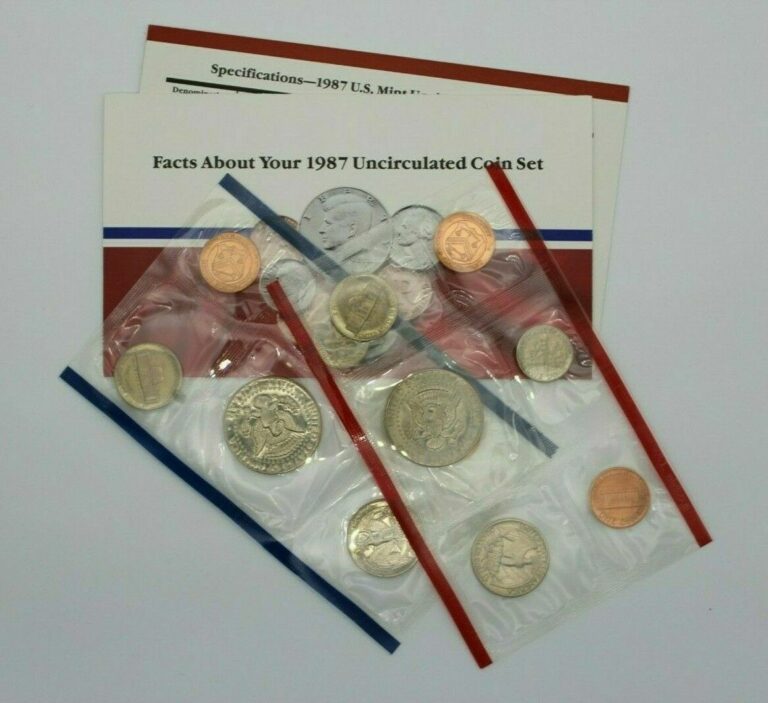 Read more about the article 1987 Uncirculated United States Mint Coin Set – 10 BU Coins with Envelope and COA