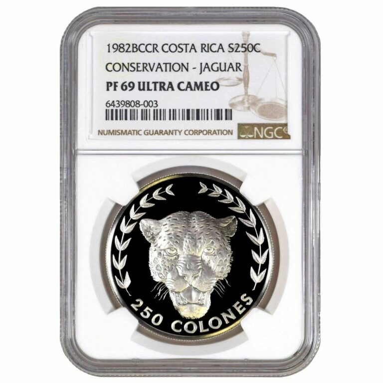 Read more about the article Costa Rica 250 Colones 1982 Conservation Jaguar NGC PF 69 Ultra Cameo KM# 212