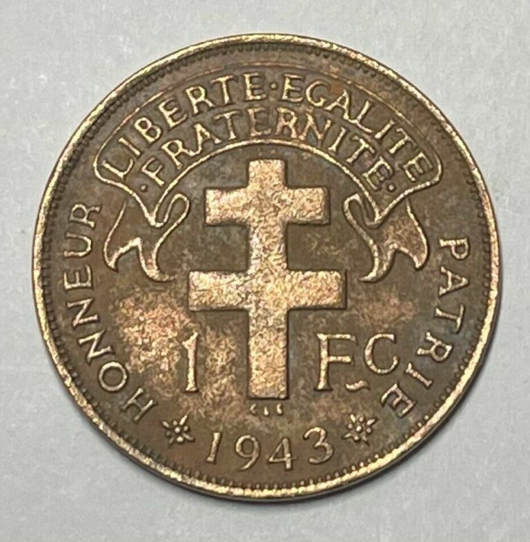 Read more about the article 1943  ONE FRANC  CAMEROON COIN  FREE SHIPPING