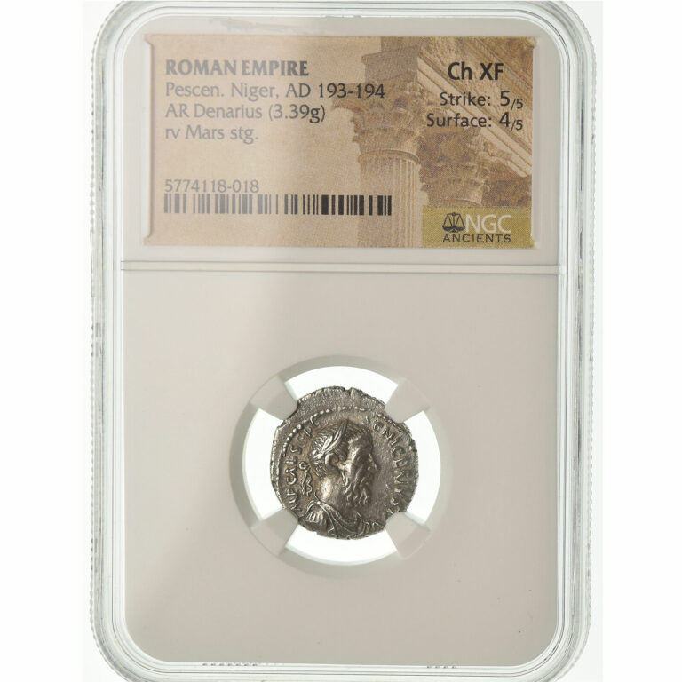 Read more about the article [#489422] Coin  Pescennius Niger  Denarius  193-194  Caesarea  Rare  graded