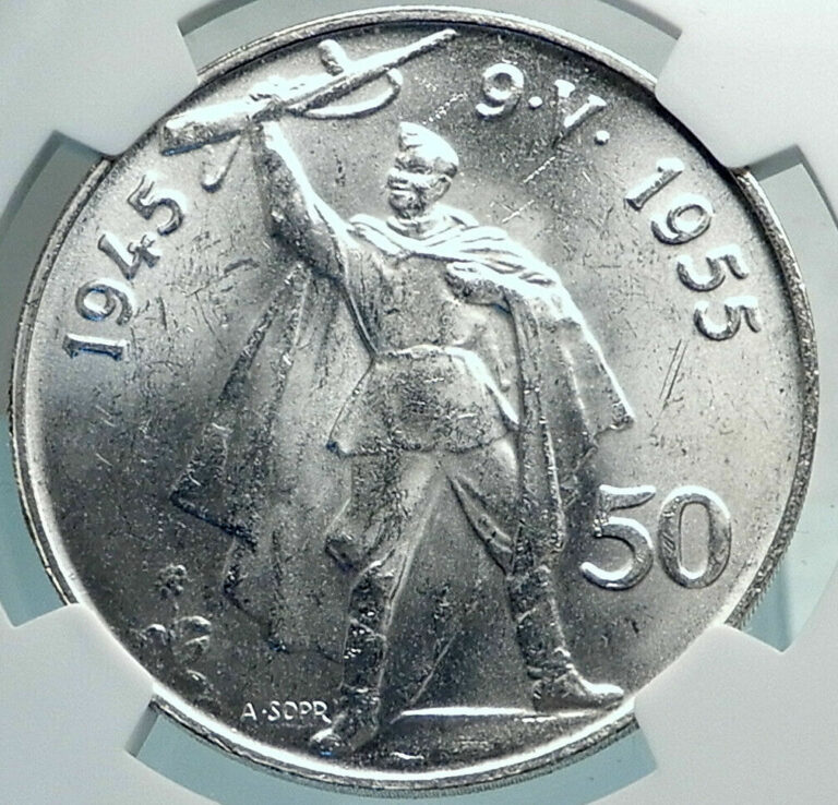 Read more about the article 1955 Czechoslovakia Czech Republic SILVER Coin LIBERATION frm GERMANY NGC i81896