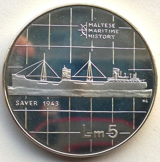 Read more about the article Malta 1986 “Saver” Saling Ship 5 Liri Silver Coin