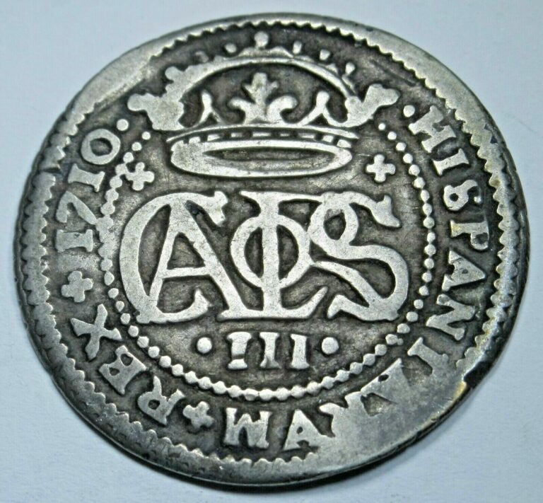 Read more about the article 1710 Spanish Silver 2 Reales Genuine Antique 1700s Two Bits Pirate Treasure Coin