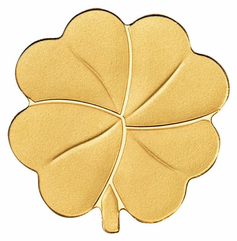 Read more about the article Palau Golden Clover Shaped 1/2 g Gold Silk $1 Coin GEM BU SKU65925