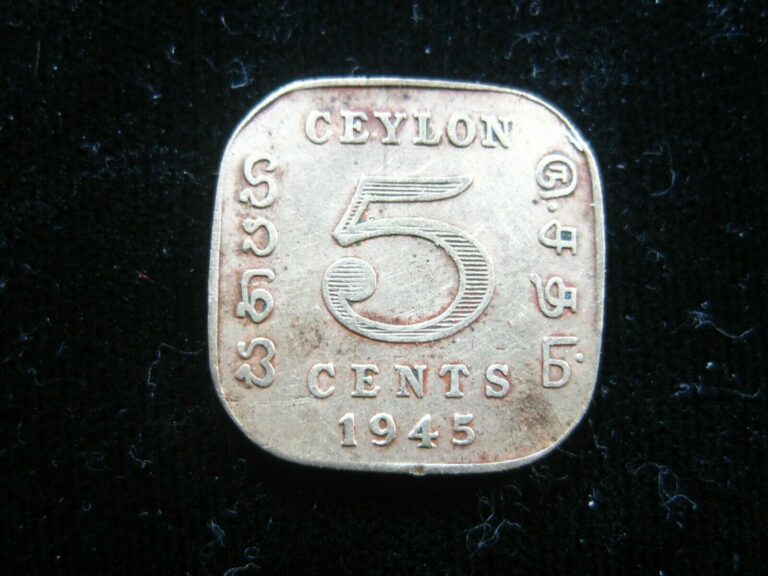 Read more about the article CEYLON BRITISH 5 Cents 1945 KGVI Sri Lanka 218# Money Coin