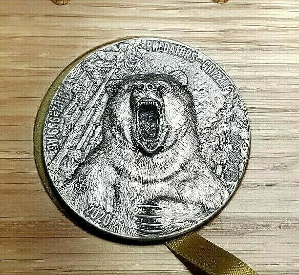 Read more about the article 2020 Ivory Coast Predators Grizzly Bear 3 oz .999 Silver Coin!  #56/750