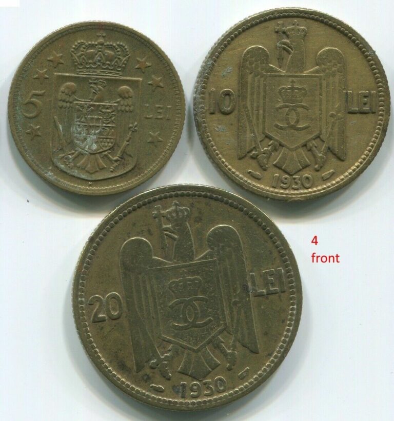 Read more about the article Romania C111 1930  5 Lei (Mihai) + 10 Lei + 20 Lei (Carol II)  set of 3 coins