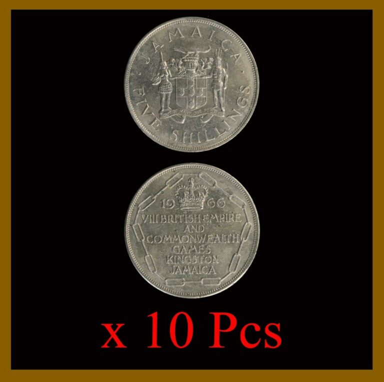 Read more about the article Jamaica 5 Shillings Coin x 10 Pcs  1966 KM# 40 Commonwealth Games Kingston Unc