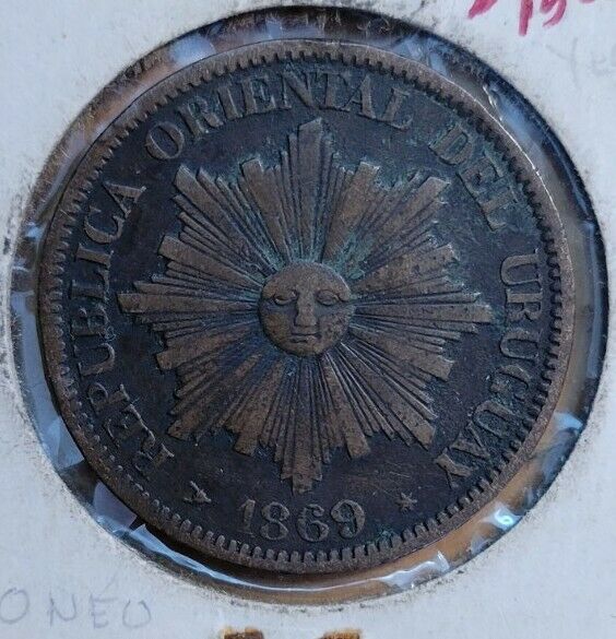 Read more about the article 1869 H Uruguay 4 Centesimos Sun Face World Copper Coin