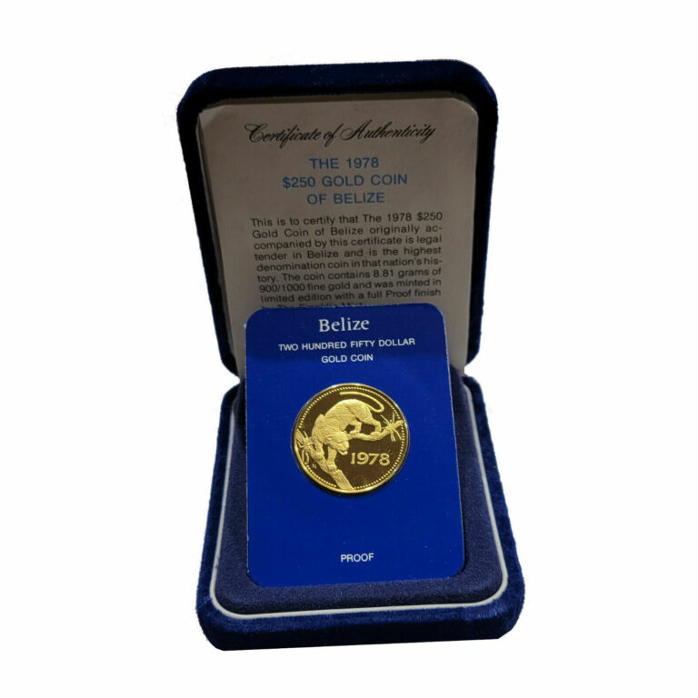 Read more about the article 1978  BELIZE Gold Coin $250 Jaguar  Queen’s Elizabeth II .900% Proof Gold Coin