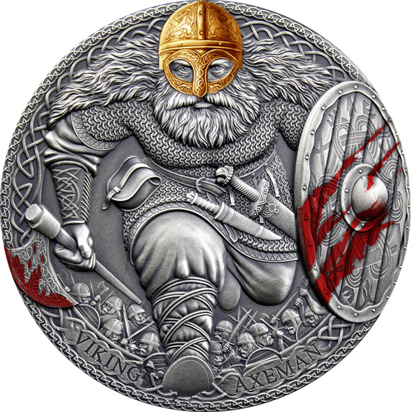 Read more about the article Viking Axeman Legendary Warriors 3 oz Antique finish Silver Coin Cameroon 2020