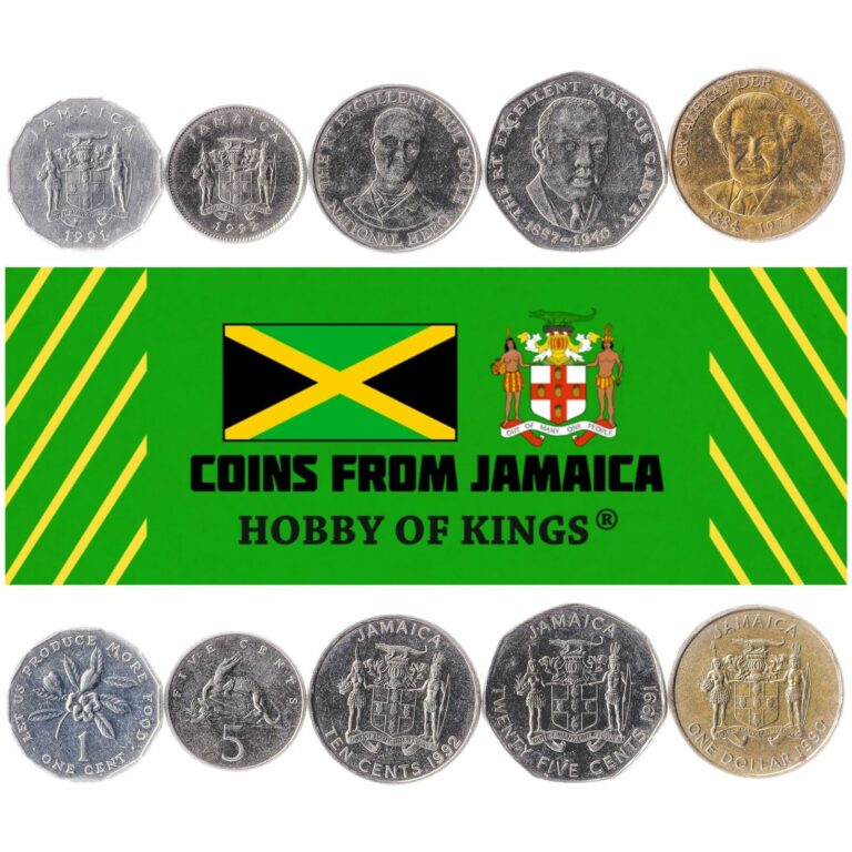 Read more about the article SET OF 5 COINS FROM JAMAICA: 1  5  10  25 CENTS  1 DOLLAR. 1990-1994