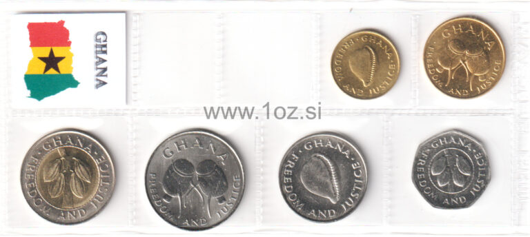 Read more about the article GHANA SET 1984 / 1999 – 6 coins ( 1  5  10  20  50  100 CEDIS ) UNCIRCULATED