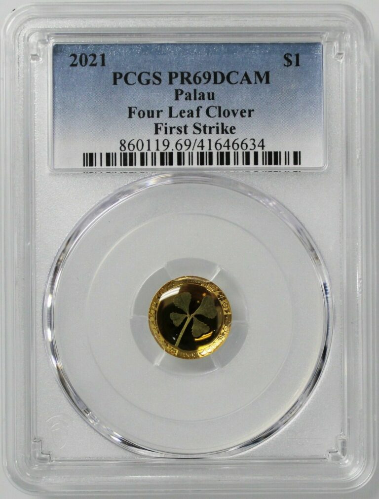 Read more about the article 2021 $1 Palau .9999 1 Gram Gold Four Leaf Clover PCGS PR69 DCAM First Strike