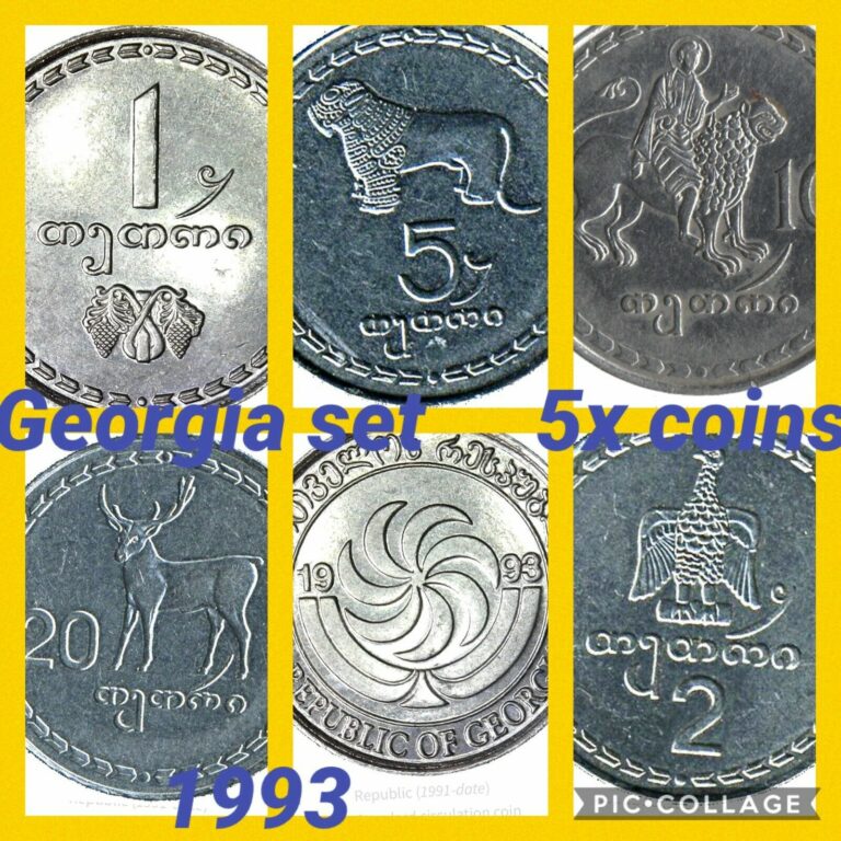 Read more about the article Georgia 🇬🇪 5x Coins Set 1993 UNC F.bags Animals Sun Symbol 1 To 20 Tetri