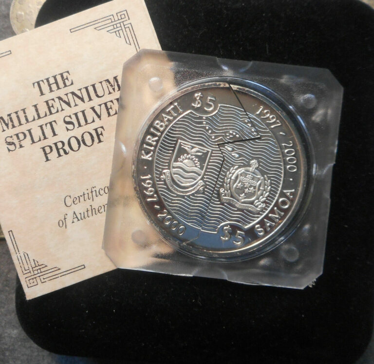 Read more about the article Kiribati  Western Samoa 2000 Millennium split 5 Dollar Silver Proof Coin