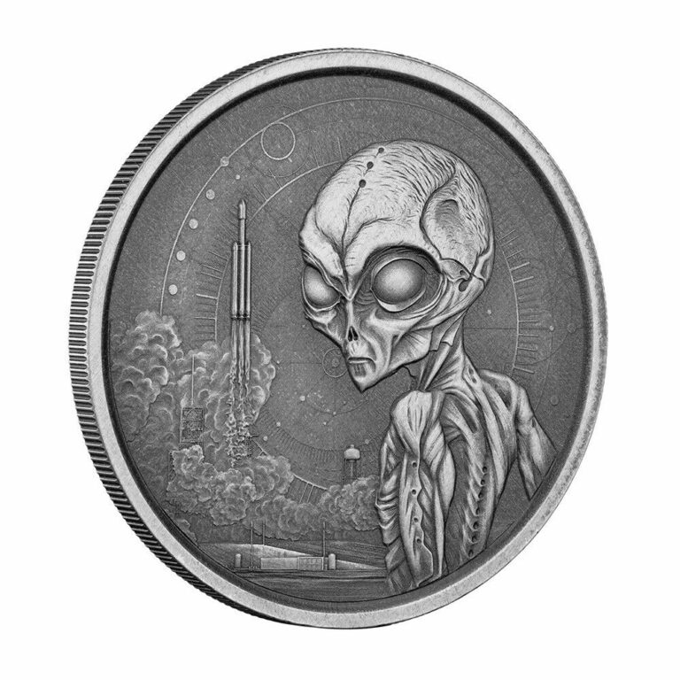 Read more about the article 2021 Republic of Ghana Alien 1 oz Silver Antiqued $5 Coin GEM BU FREE SHIPPING