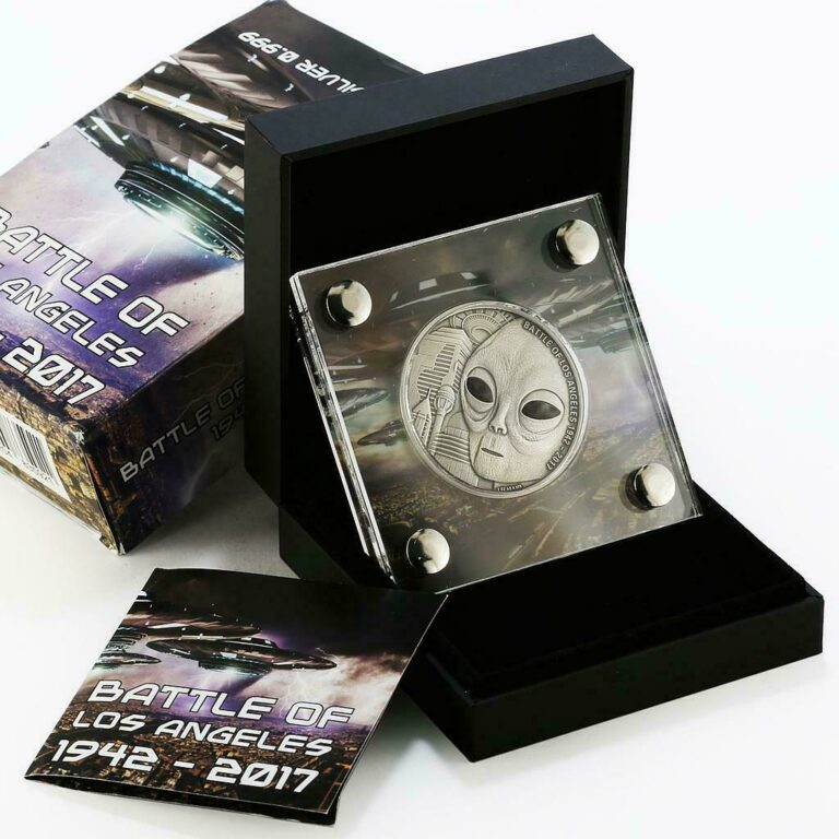 Read more about the article Burkina Faso 1000 francs The Battle of Los Angeles UFO colored silver coin 2017