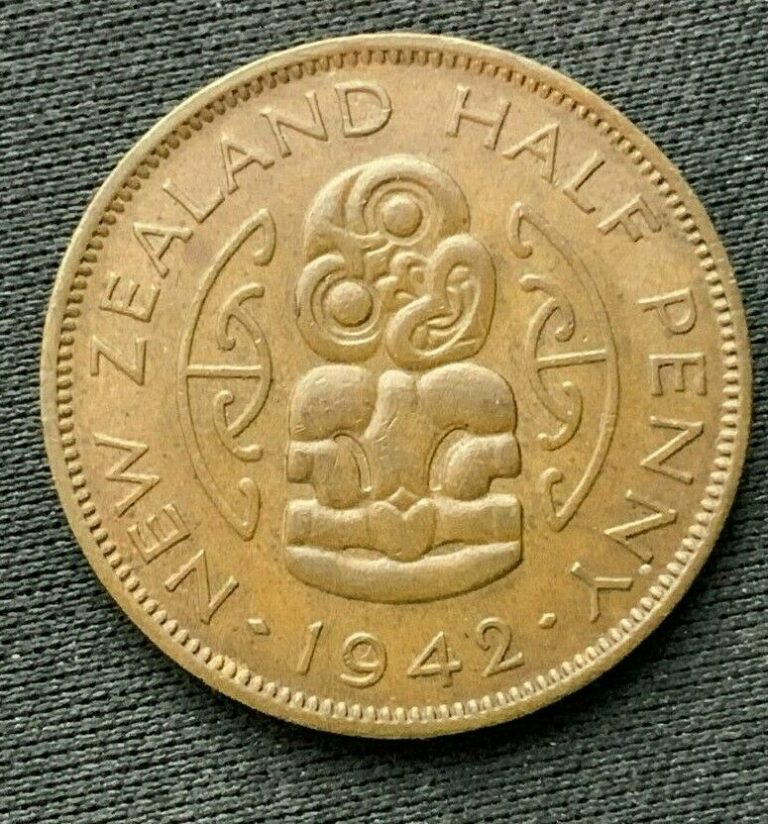 Read more about the article 1942 New Zealand Half Penny AU    Bronze World Coin    #C307