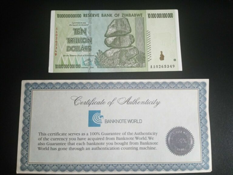 Read more about the article Zimbabwe 2008 10 TRILLION DOLLARS BANKNOTE AA New UNC 100 TRILLION SERIES