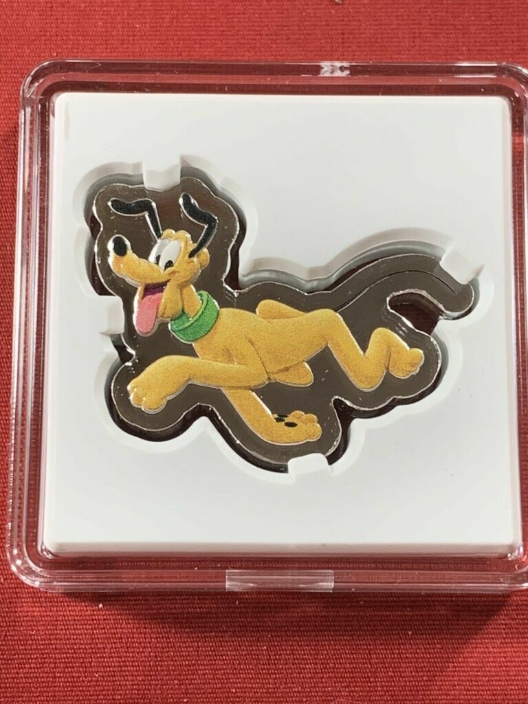 Read more about the article 1oz. Fine Silver Disney Pluto Shaped Colored Coin 2021 Niue New Zealand Mint