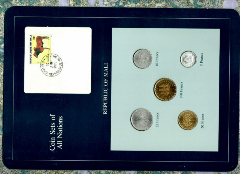 Read more about the article Coin Sets of All Nations Mali w/card 5 coin 1961-1977 10  25 Francs 1976 UNC