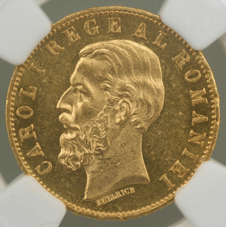 Read more about the article Romania Gold 1883 20 Lei NGC MS62
