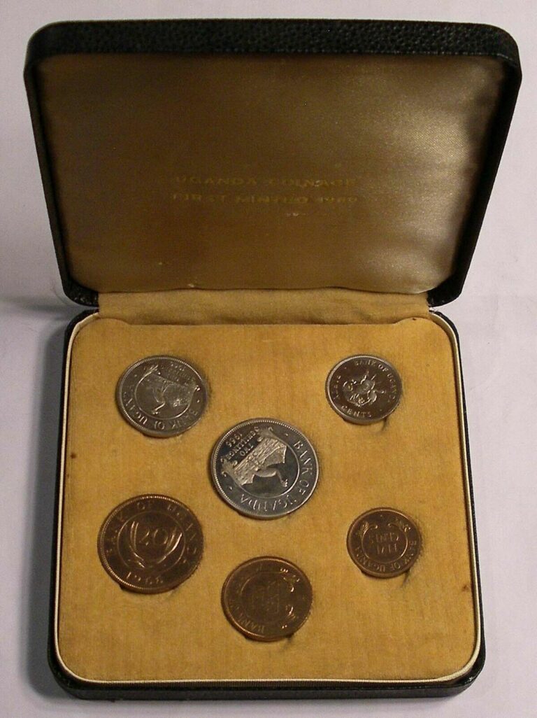 Read more about the article 1966 Uganda 6 coin Proof Set KM-PS1 KM-1 to KM-6 #8728