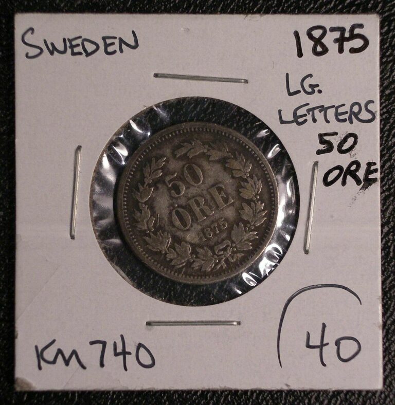 Read more about the article 1875 Large Letters SWEDEN 50 Ore silver coin KM-740 #8065