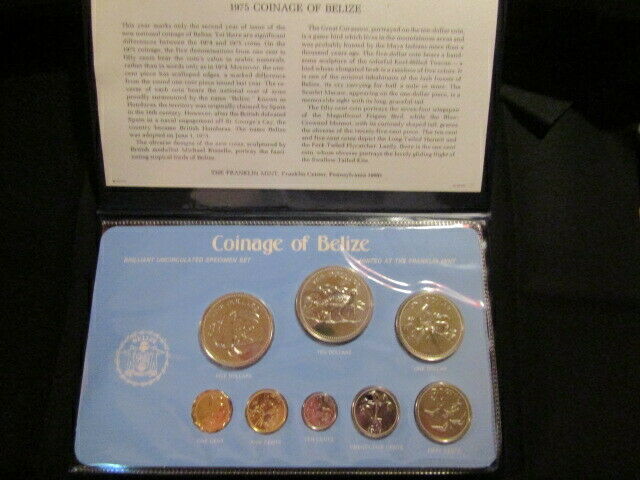 Read more about the article 1975 Belize Bird Specimen BU Set 8 Coins Franklin Mint