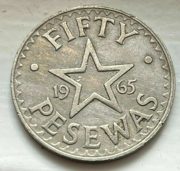 Read more about the article Ghana 1965 50 Pesewas Coin (P59) Kwama  Nkrumah righ