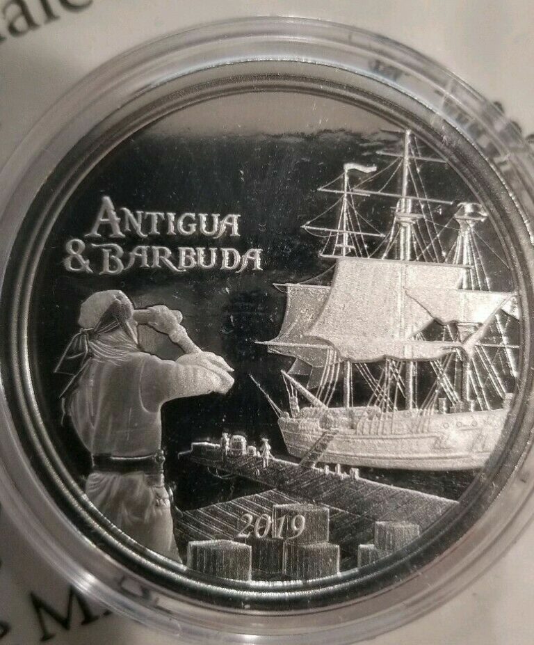 Read more about the article 2019 Antigua and Barbuda 1 oz .999 Silver $2 Rum Runner Pirate ship Treasure