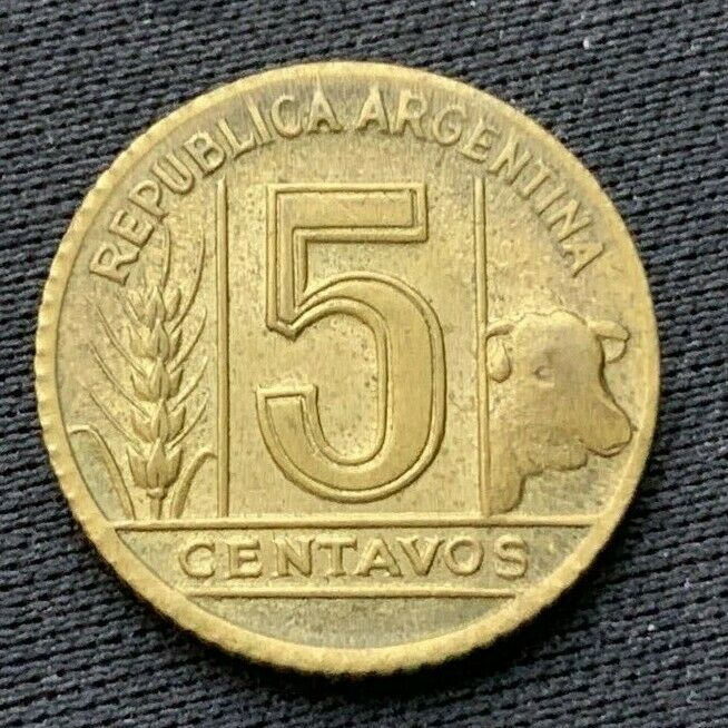 Read more about the article 1944 Argentina 5 Centavos Coin UNC   aluminum bronze     #B241