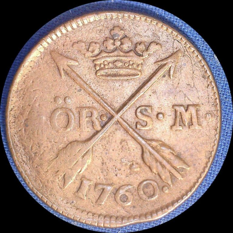 Read more about the article Sweden 1760  1 ore  old copper world coin HIGH GRADE