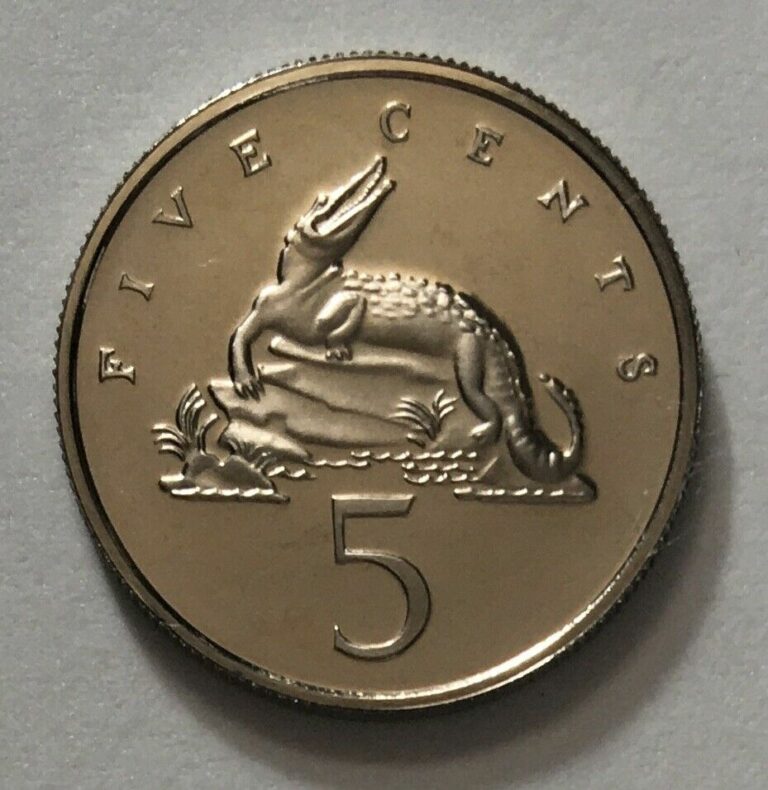 Read more about the article Jamaica 5 Cents 1977 – American crocodile (Crocodylus acutus) – Cameo Proof