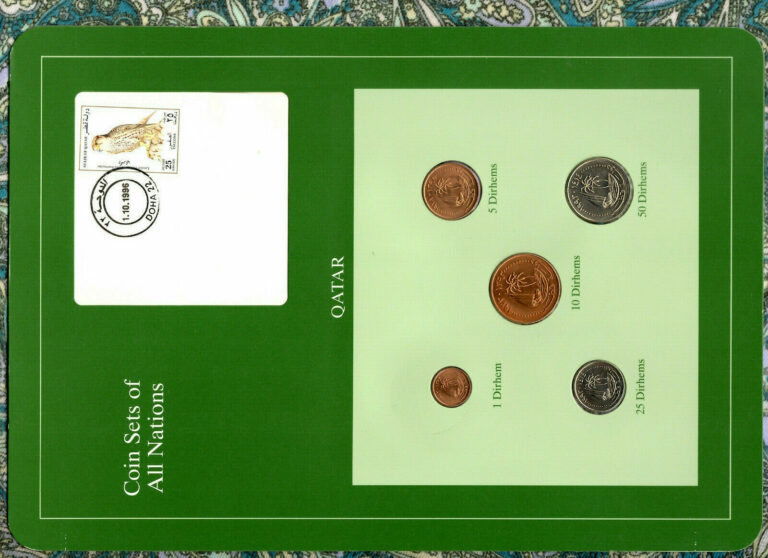 Read more about the article Coin Sets of All Nations Qatar 1983-1993 Green UNC 25 50 Dirhams –Very Rare Set