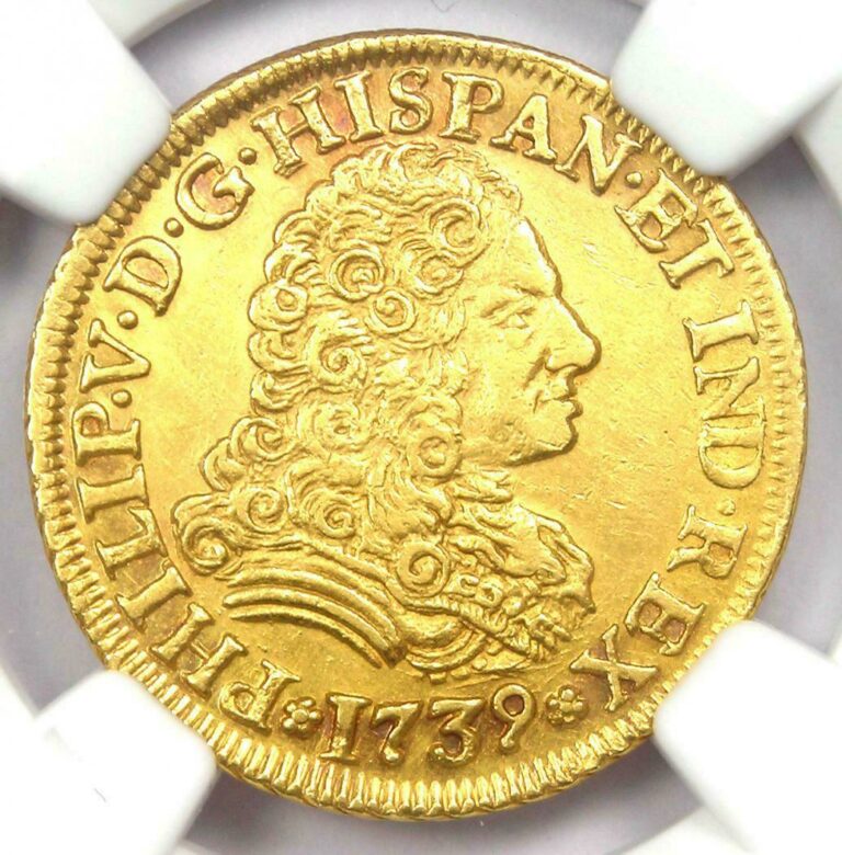 Read more about the article 1739 Spain Gold Philip V 2 Escudos Gold Coin 2E – Certified NGC AU Details